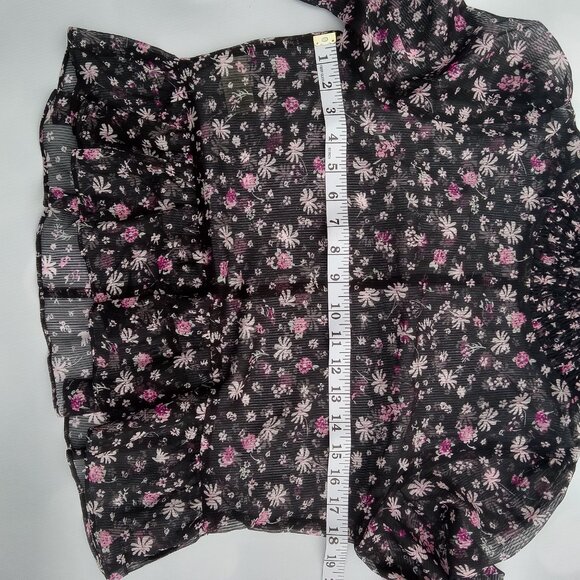 BCBGeneration Sheer Floral Print Chiffon Smocked Top In Black Size XS - Picture 6 of 8